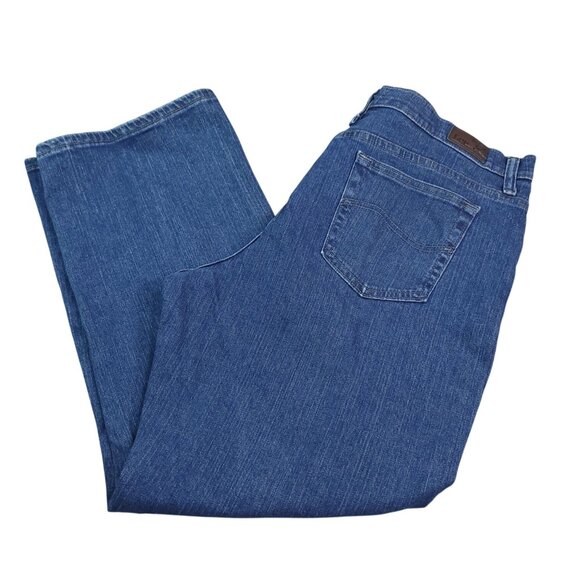 Lee Womens Relaxed Straight Leg Jeans 16P High Rise Medium Wash Stretch - Picture 1 of 8